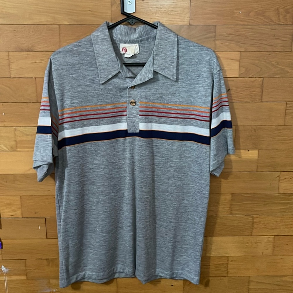 70s,80s Vintage Retro Striped Polo